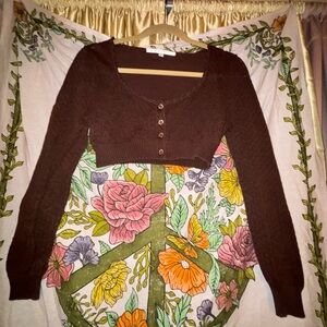 Dance In Paris Womens Brown Crop Sweater Size Large